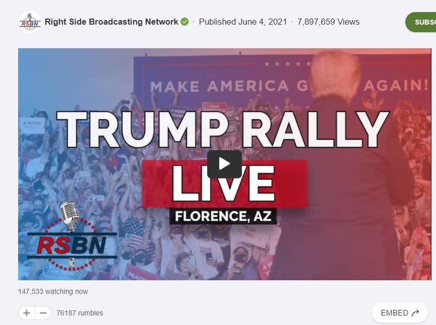 WOW! OVER 419,000 Viewers Tune in to Watch Trump Florence Rally on RSBN